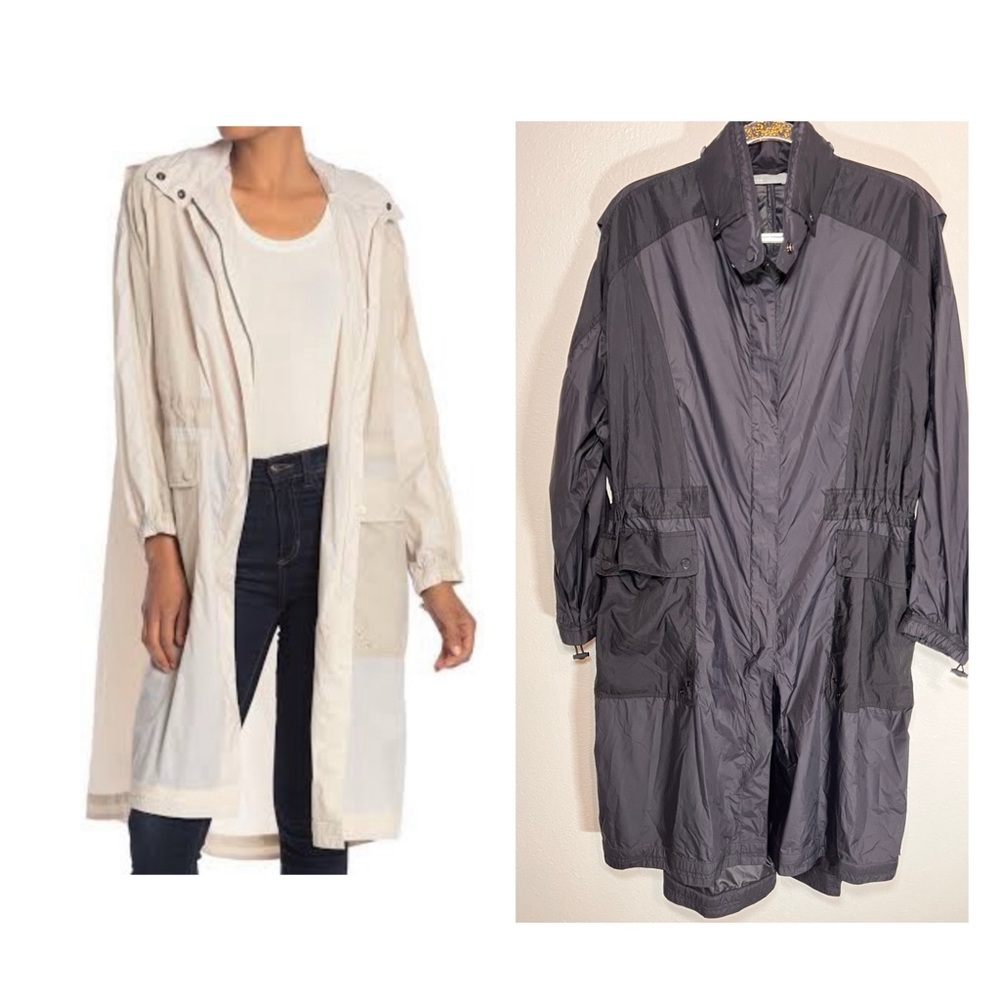 Vince UNISEX Hooded Windbreaker Trench Coat With Storage Pouch Size L